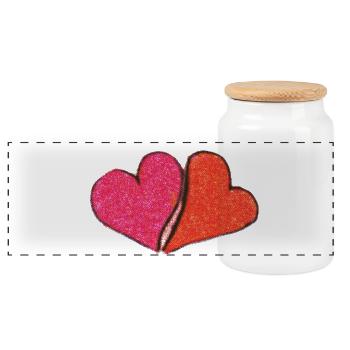 Hearts - Panoramic Cookie Jar with Wooden Lid - white - Front