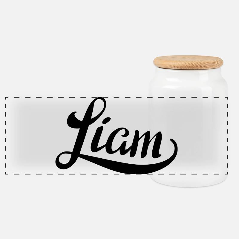 Name Liam - Panoramic Cookie Jar with Wooden Lid - white