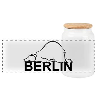 Berlin Deutschland Berliner Bär Wappentier Berlin - Panorama Keksdose mit Holzdeckel - Weiß - Vorne