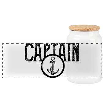 captain anker see seemann hamburg kapitän moin - Panorama Keksdose mit Holzdeckel - Weiß - Vorne