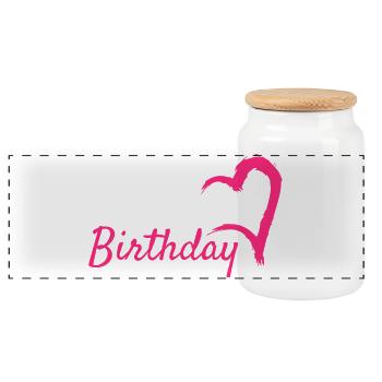 Joyeux anniversaire - Boîte à biscuits avec couvercle en bois - blanc - Devant