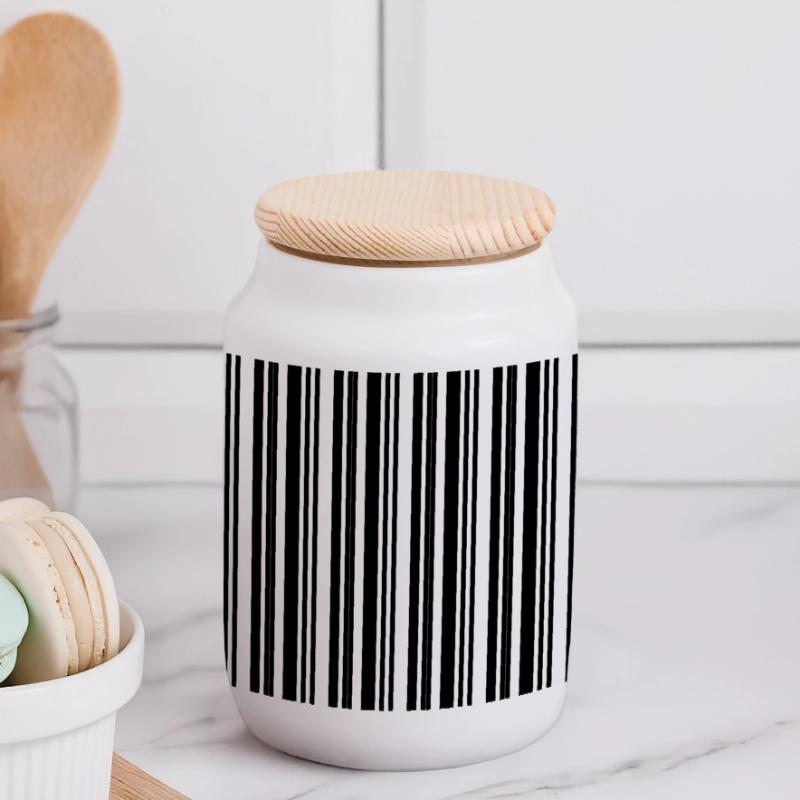 Barcode Strichcode Nerd IT Technik Design Panorama Keksdose mit Holzdeckel