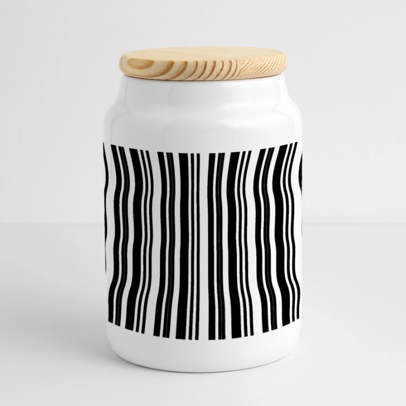 Barcode Strichcode Nerd IT Technik Design Panorama Keksdose mit Holzdeckel