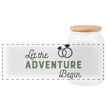wedding - Panoramic Cookie Jar with Wooden Lid - white - Front