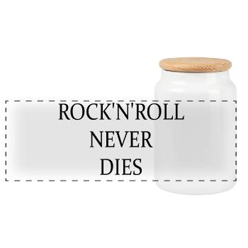 Rock'n'Roll never dies - Panoramic Cookie Jar with Wooden Lid - white - Front