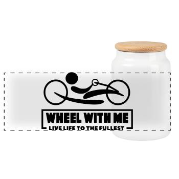 Roll with me with my wheelchair handbike * - Panoramic Cookie Jar with Wooden Lid - white - Front