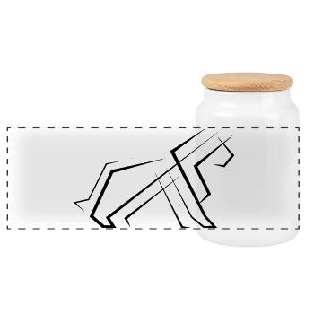 Lion Art Abstrait Minimalisme Motif Symbole - Boîte à biscuits avec couvercle en bois - blanc - Devant