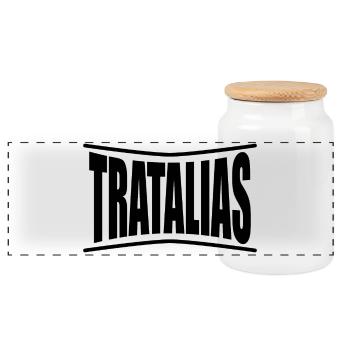 t-shirt Tratalias t-shirt Sardinia gift idea - Panoramic Cookie Jar with Wooden Lid - white - Front