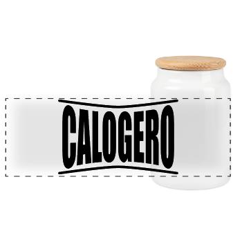 Idée cadeau t-shirt Calogero - Boîte à biscuits avec couvercle en bois - blanc - Devant