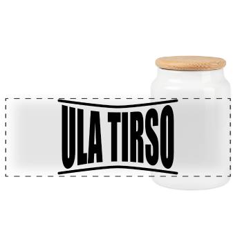 t-shirt Ula Tirso t-shirt Sardinia gift idea - Panoramic Cookie Jar with Wooden Lid - white - Front