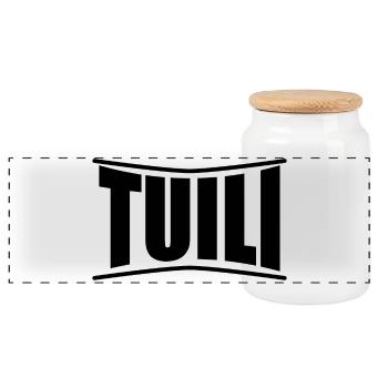 t-shirt Tuili t-shirt Sardinia gift idea - Panoramic Cookie Jar with Wooden Lid - white - Front