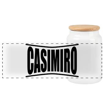 Idée cadeau t-shirt Casimiro - Boîte à biscuits avec couvercle en bois - blanc - Devant