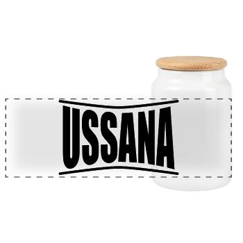 t-shirt Ussana t-shirt Sardinia gift idea - Panoramic Cookie Jar with Wooden Lid - white - Front