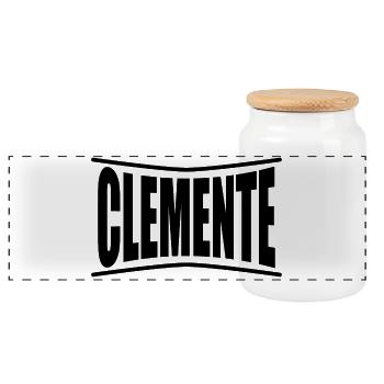 Idée cadeau t-shirt Clemente - Boîte à biscuits avec couvercle en bois - blanc - Devant