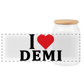 T-shirt J’adore Demi t-shirt idée cadeau - Boîte à biscuits avec couvercle en bois - blanc - Devant