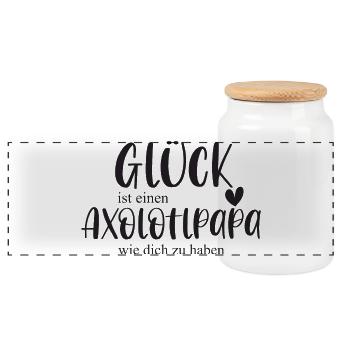 Axolotl Axolotlpapa Haustier Axolotlliebe Geschenk - Panorama Keksdose mit Holzdeckel - Weiß - Vorne