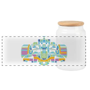 Racing car Colorful - Panoramic Cookie Jar with Wooden Lid - white - Front