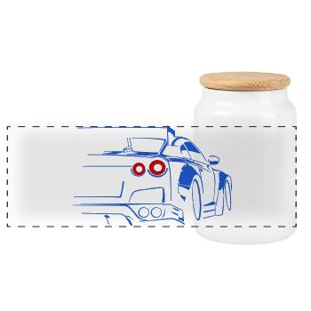 voiture course drift tuning - Boîte à biscuits avec couvercle en bois - blanc - Devant