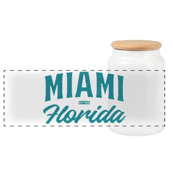 Miami Florida Retro Typo - Panoramic Cookie Jar with Wooden Lid - white - Front