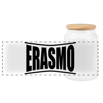 T-Shirt Erasmo T-Shirt Geschenkidee - Panorama Keksdose mit Holzdeckel - Weiß - Vorne