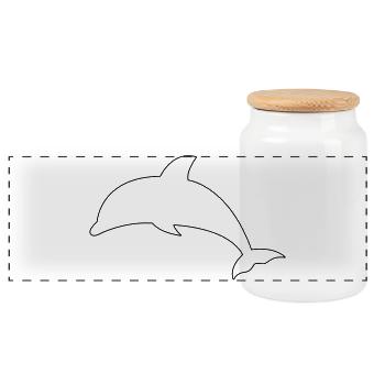 Delfin - Panorama Keksdose mit Holzdeckel - Weiß - Vorne