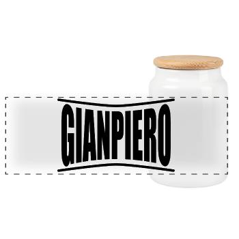 T-Shirt Gianpiero T-Shirt Geschenkidee - Panorama Keksdose mit Holzdeckel - Weiß - Vorne