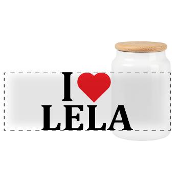 t-shirt name I love Lela gift idea t-shirt - Panoramic Cookie Jar with Wooden Lid - white - Front