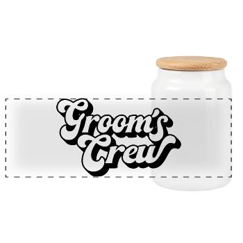 Groom's Crew Squad Junggesellenabschied Matching-Gruppe - Panorama Keksdose mit Holzdeckel - Weiß - Vorne