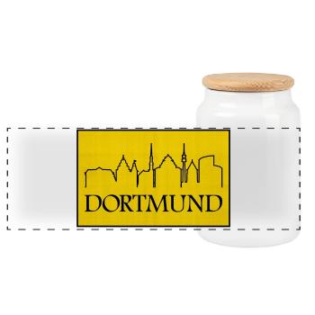 Design jaune de la Skyline de Dortmund - Boîte à biscuits avec couvercle en bois - blanc - Devant