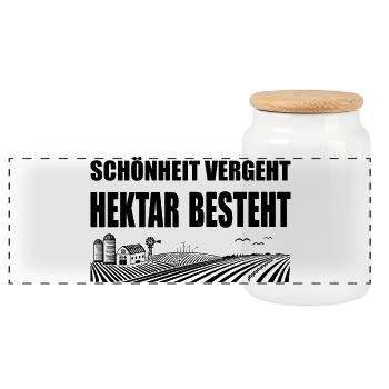 Schönheit vergeht Hektar besteht, Grundstück, Land - Panorama Keksdose mit Holzdeckel - Weiß - Vorne