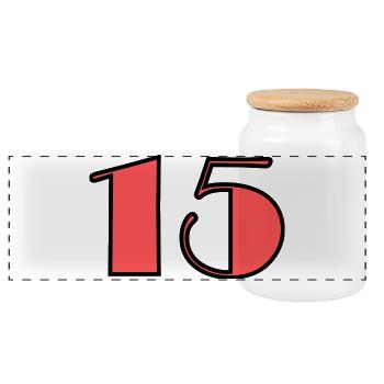 15. 15 YEARS. 15th ANNIVERSARY. BIRTHDAY 15 YEARS. - Panoramic Cookie Jar with Wooden Lid - white - Front