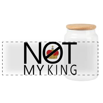 Not My King - Panoramic Cookie Jar with Wooden Lid - white - Front