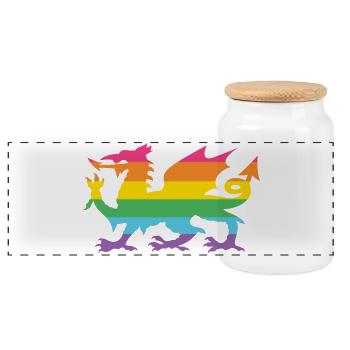 Pride Month LGBTQ - LGBTQ Welsh Dragon - Panoramic Cookie Jar with Wooden Lid - white - Front