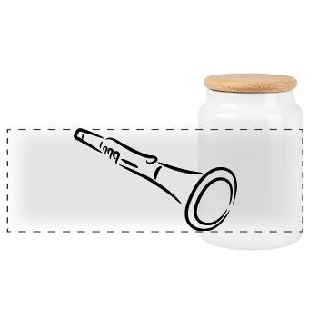 Clarinet - Panoramic Cookie Jar with Wooden Lid - white - Front