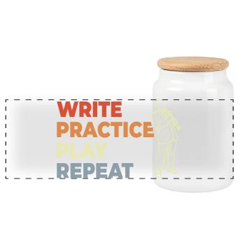 Clarinet Motivation Vintage Look - Panoramic Cookie Jar with Wooden Lid - white - Front