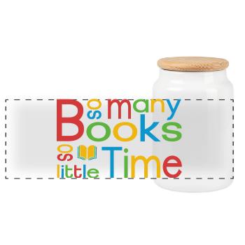 So many books, so little time - Panoramic Cookie Jar with Wooden Lid - white - Front