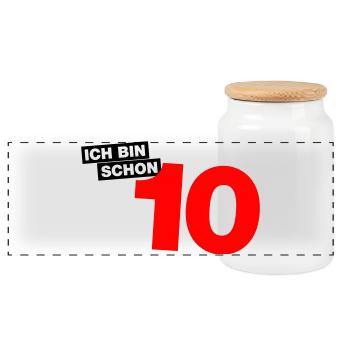 Ich bin schon 10 - Panorama Keksdose mit Holzdeckel - Weiß - Vorne