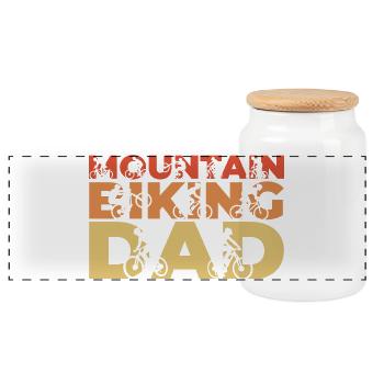 Funny mountain biker father - Panoramic Cookie Jar with Wooden Lid - white - Front