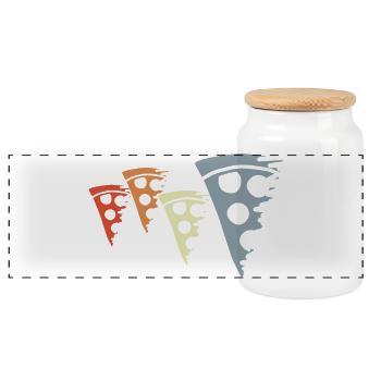 Retro Pizza Sketch - Panoramic Cookie Jar with Wooden Lid - white - Front
