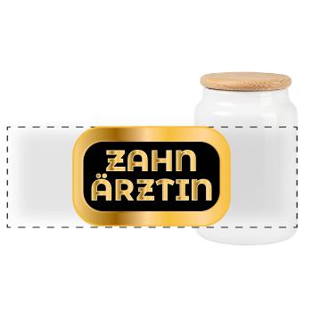 Geschenke für Zahnärztin - ZAHNMEDIZINERIN - Panorama Keksdose mit Holzdeckel - Weiß - Vorne