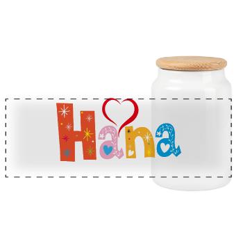 Personalisierter Hana-Name - Panorama Keksdose mit Holzdeckel - Weiß - Vorne