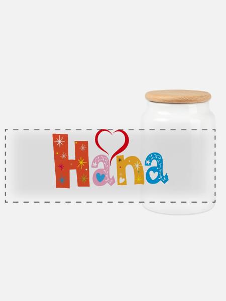 Personalisierter Hana-Name - Panorama Keksdose mit Holzdeckel - Weiß