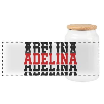 Adelina t-shirt stacked text gift t-shirt - Panoramic Cookie Jar with Wooden Lid - white - Front
