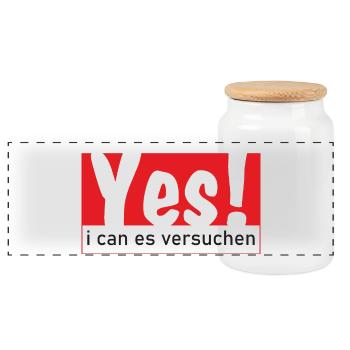 Yes i can es versuchen - Panorama Keksdose mit Holzdeckel - Weiß - Vorne