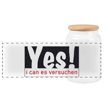 Yes i can es versuchen! - Panorama Keksdose mit Holzdeckel - Weiß - Vorne