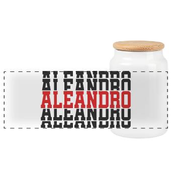 t-shirt Aleandro t-shirt gift stacked text - Panoramic Cookie Jar with Wooden Lid - white - Front