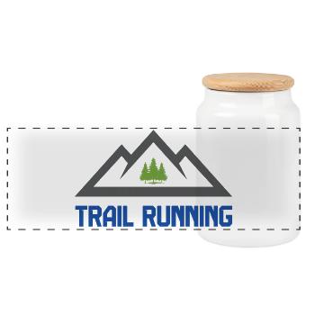 Trail Running - Panoramic Cookie Jar with Wooden Lid - white - Front