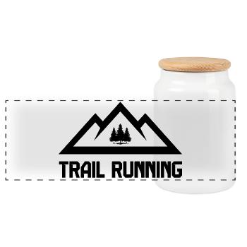 Trail Running - Panoramic Cookie Jar with Wooden Lid - white - Front