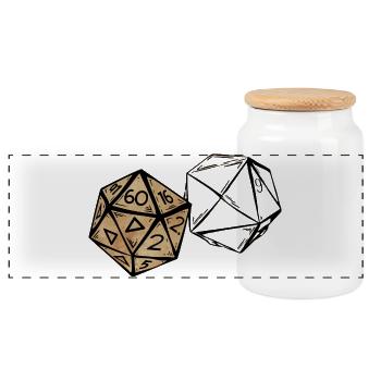 Sketch of a role-playing cube painted RPG - Panoramic Cookie Jar with Wooden Lid - white - Front
