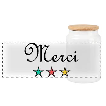 THANK YOU. MISTRESS. MASTER. THANK YOU MISTRESS - Panoramic Cookie Jar with Wooden Lid - white - Front